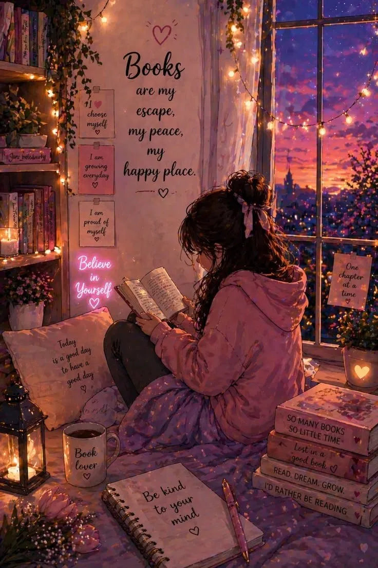 Books Are My Escape Poster | Cozy Reading Nook Art