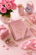 Grateful Heart Poster | Pink Journal Flat Lay Art