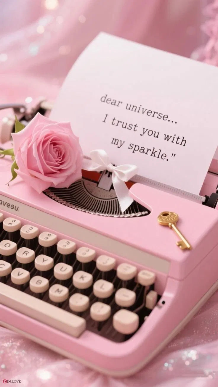 Dear Universe Poster | Pink Typewriter Aesthetic Art