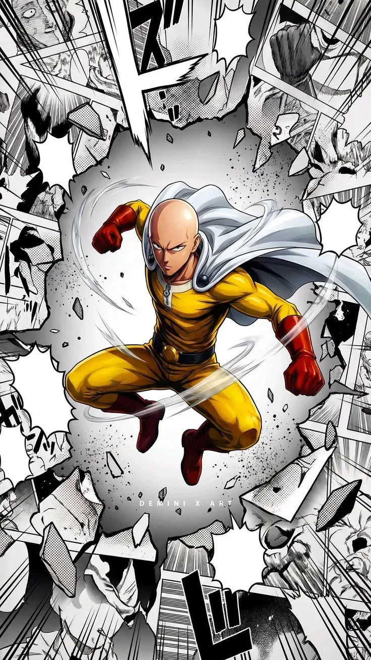 One Punch Man Saitama Manga Burst Wall Poster