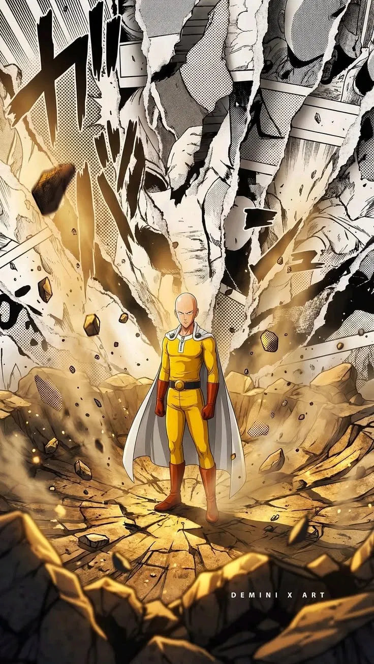 One Punch Man Saitama Golden Aftermath Poster