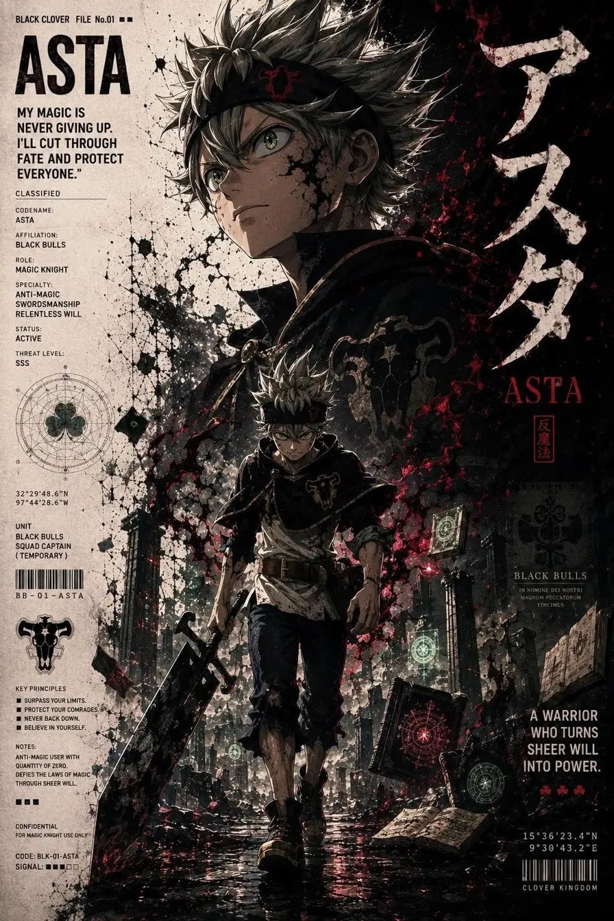 Black Clover Asta Classified File Poster