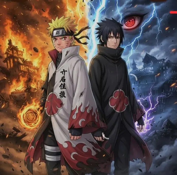 Naruto and Sasuke Fire and Lightning Poster