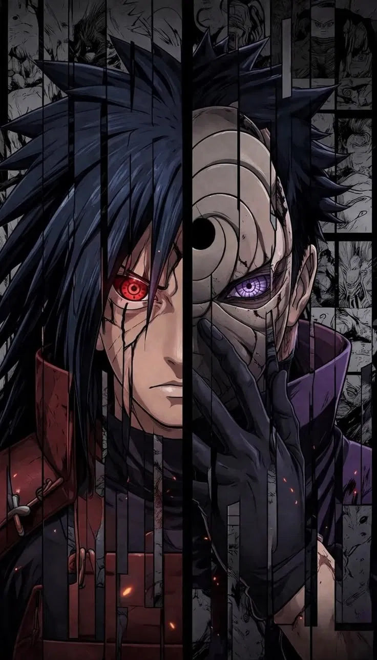 Naruto Madara and Obito Split Face Poster