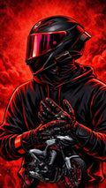 Biker Red Smoke Portrait Poster