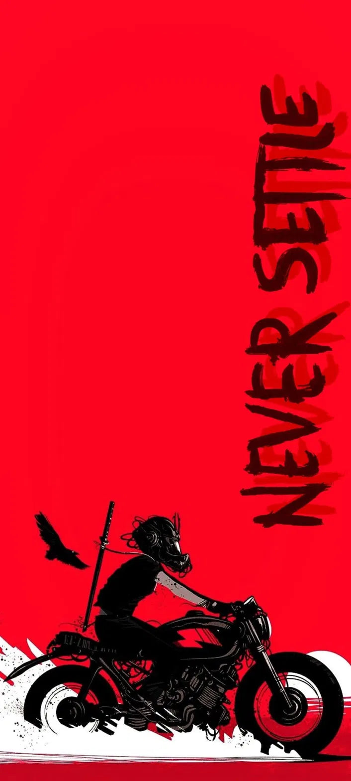 Never Settle Biker Red Poster