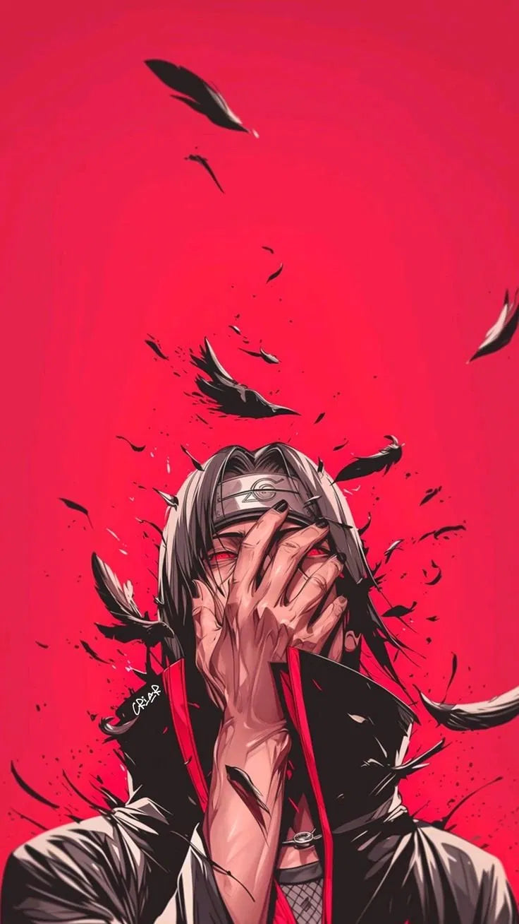 Itachi Feathers Red Sky Poster