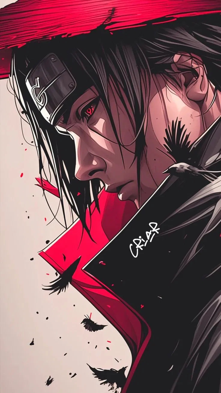 Itachi Uchiha Profile Crow Poster