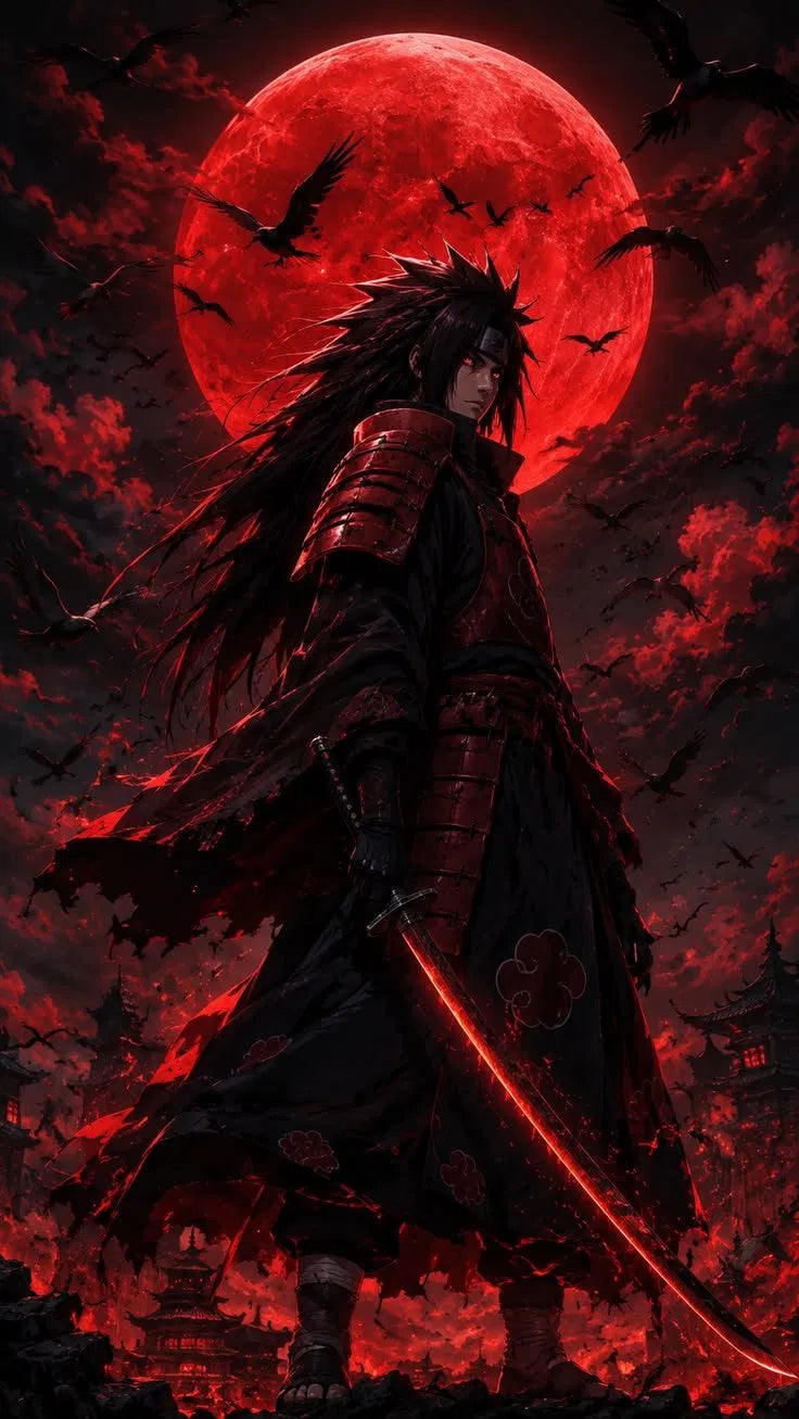 Madara Uchiha Red Moon Crows Poster