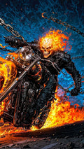 Midnight Blaze Poster | Ghost Rider on Motorcycle Art