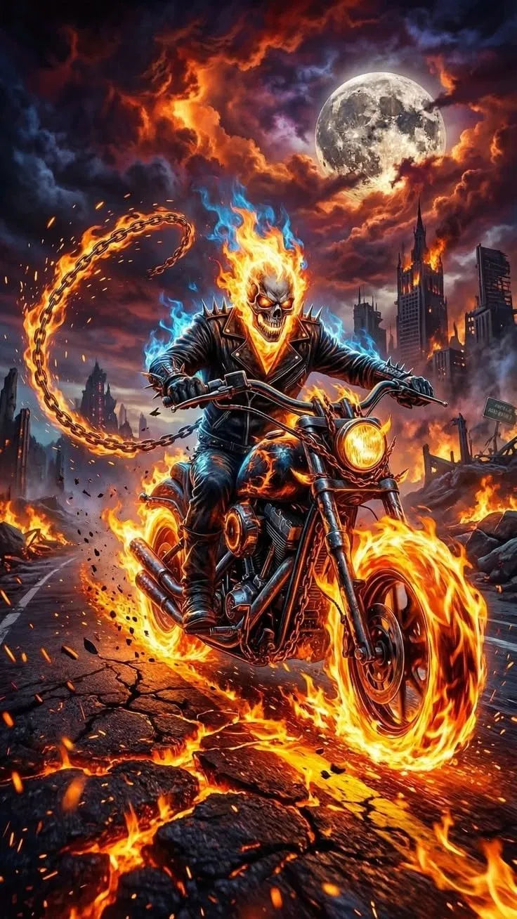 Inferno Highway Poster | Ghost Rider City Ride Art