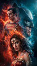 Trinity Flame Poster | Superhero Trio Portrait Art