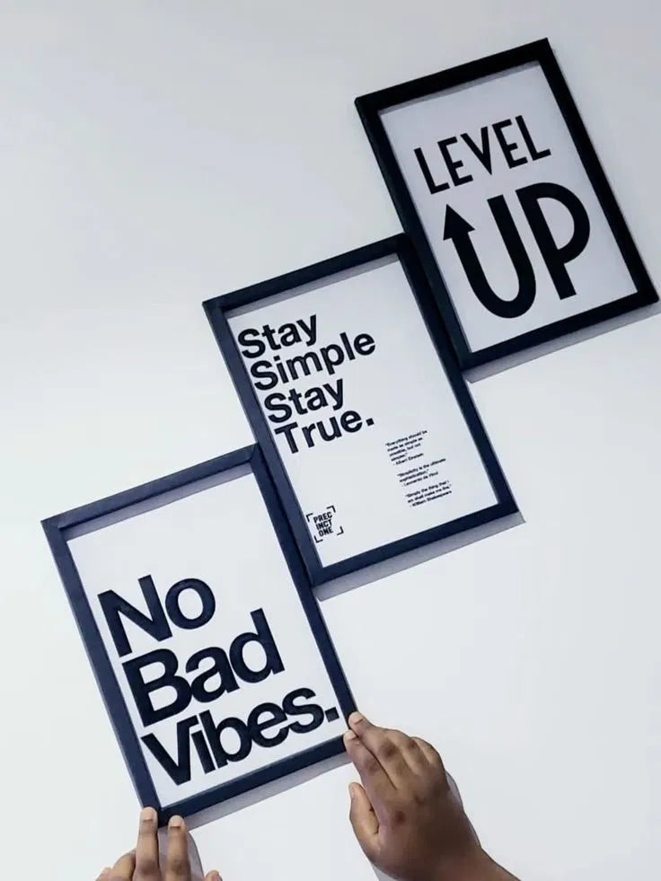 Level Up Trio Poster Set | Modern Typography Wall Art