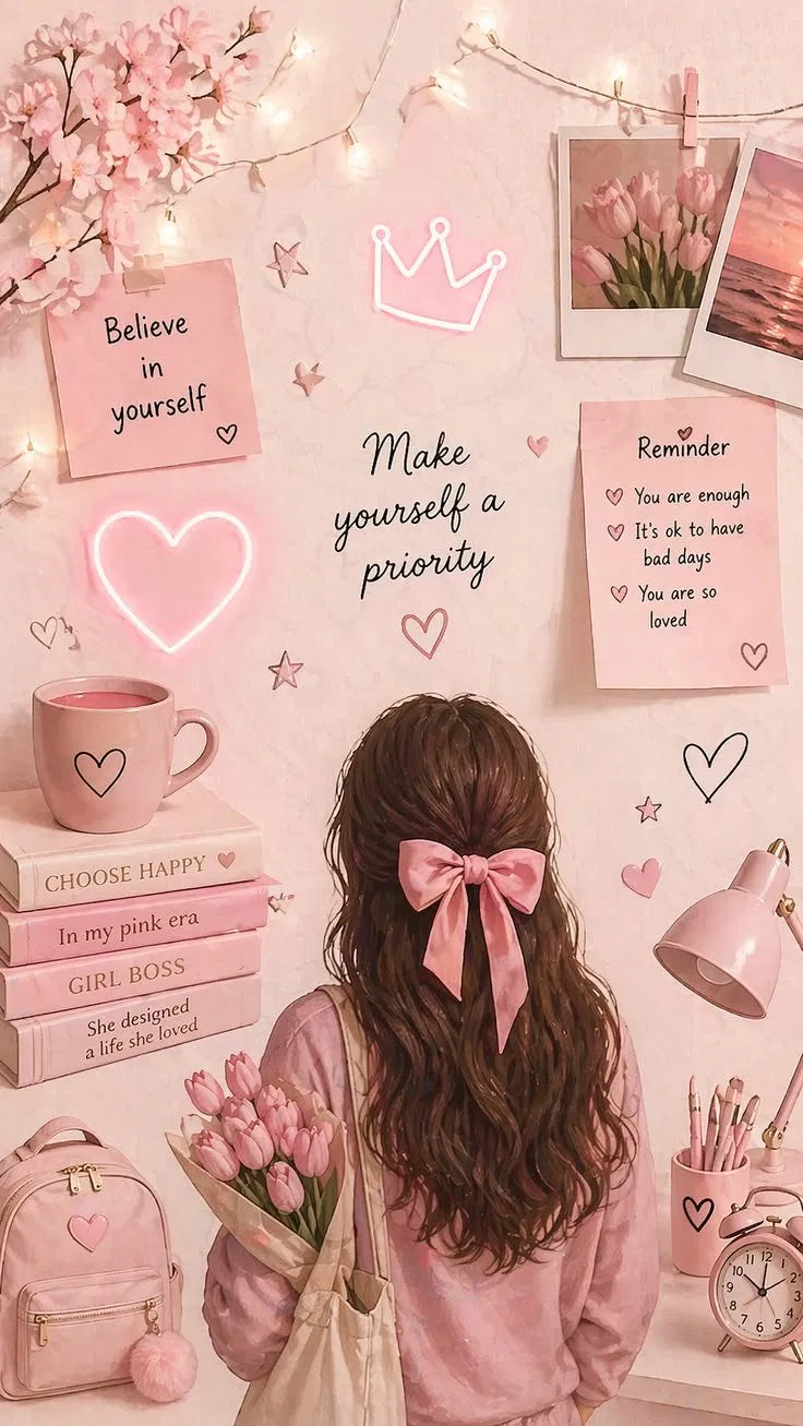 Believe In Yourself Poster | Pink Girl Aesthetic Art